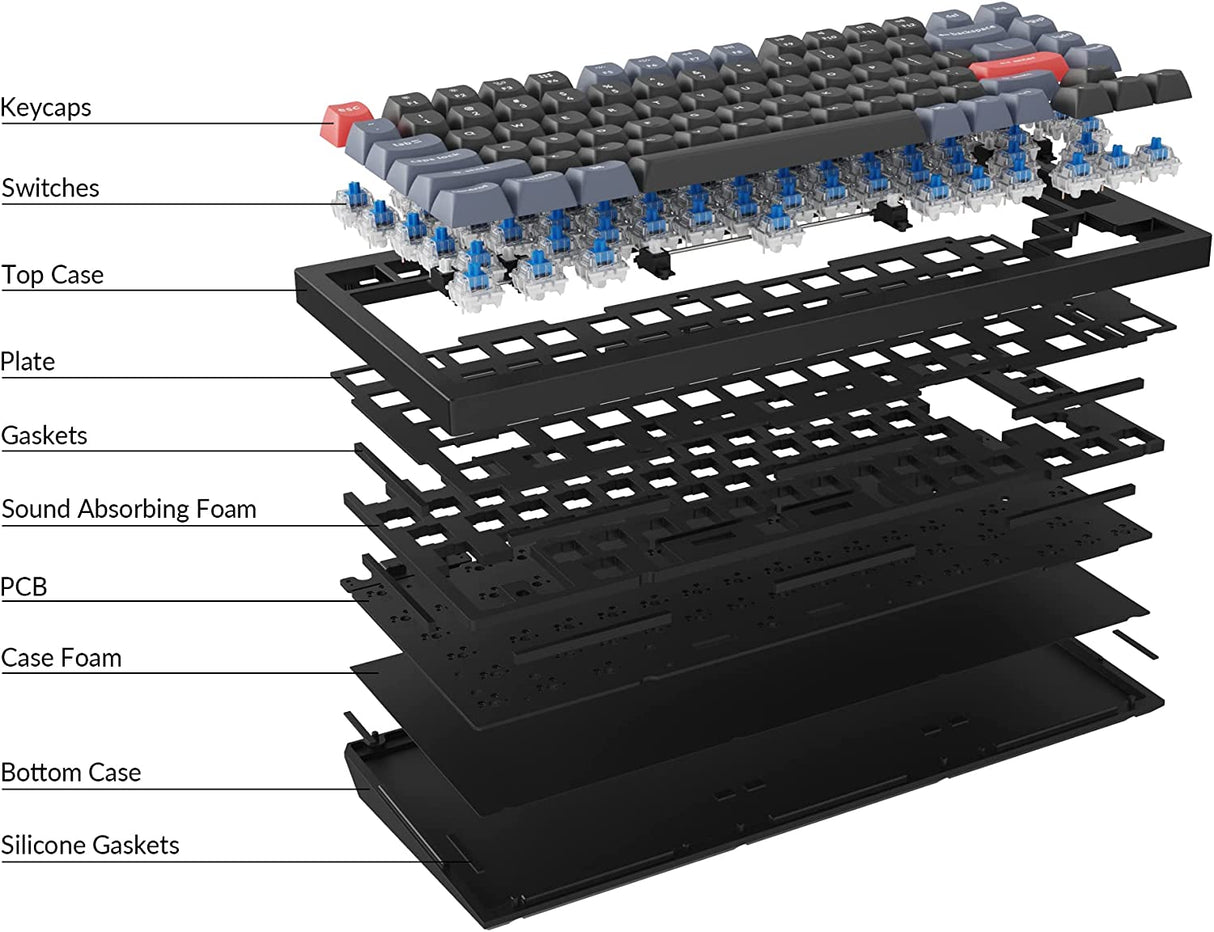 Keychron Q1 75% Carbon Black with Phantom Red Linear Switches