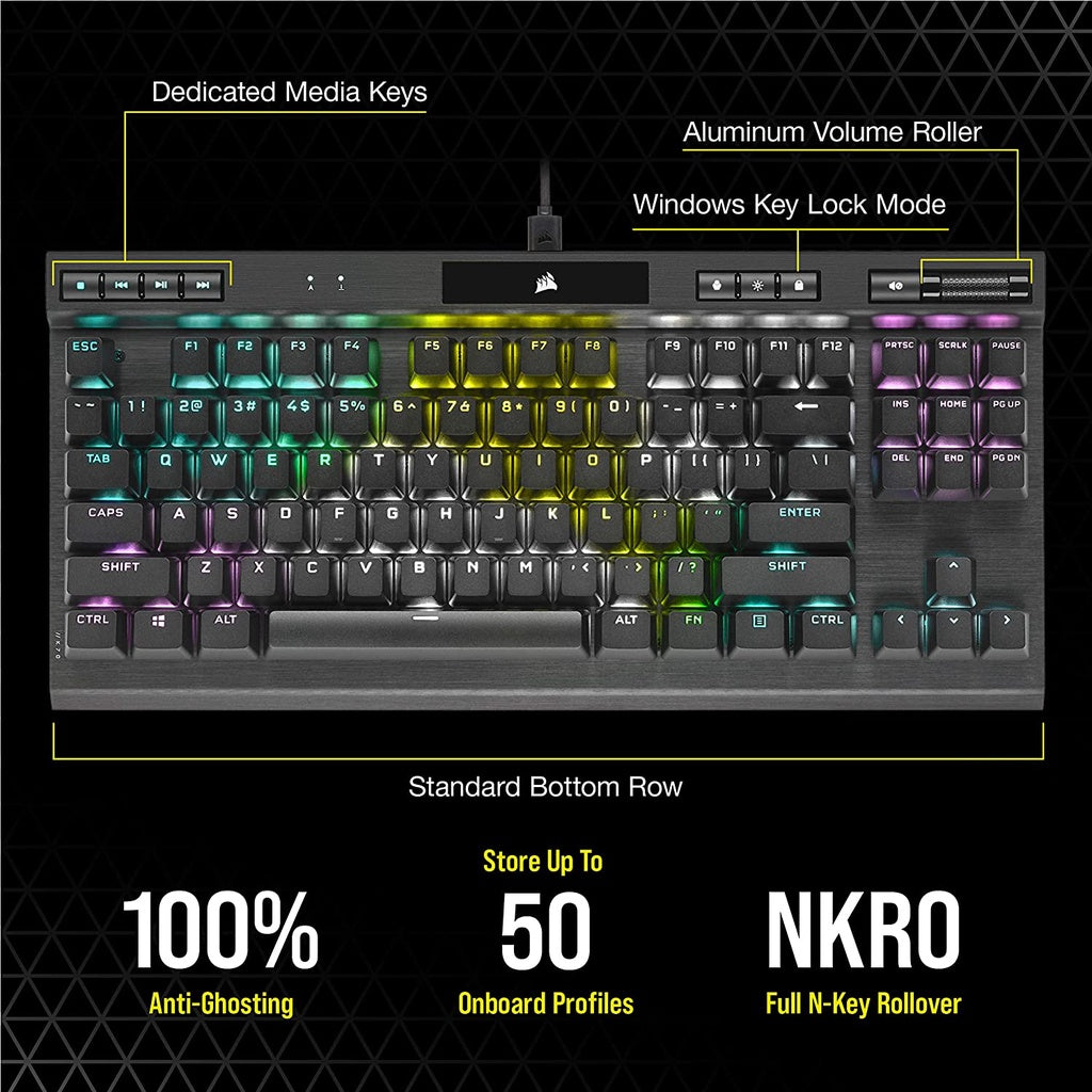 Corsair K70 RGB TKL CHAMPION SERIES Wired Optical-Mechanical Gaming Keyboard