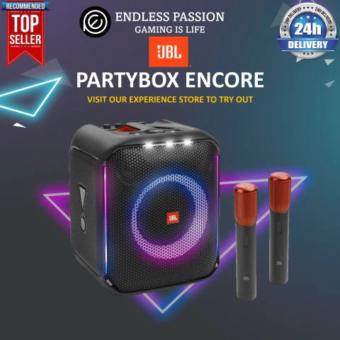 JBL PartyBox Encore 100W Powerful sound, Built-in dynamic light show, Included Digital Wireless Mics