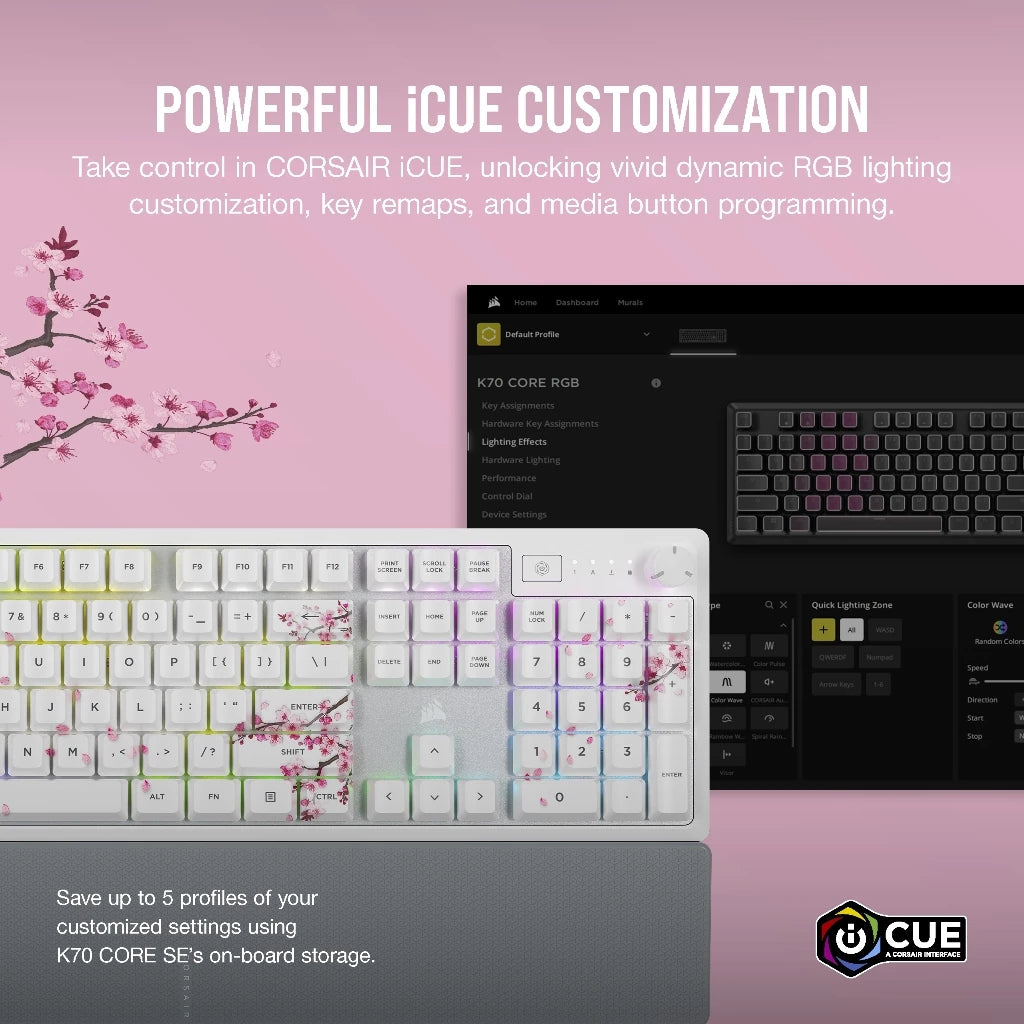 Corsair K70 CORE SE RGB Mechanical Gaming Keyboard – Cherry Blossom