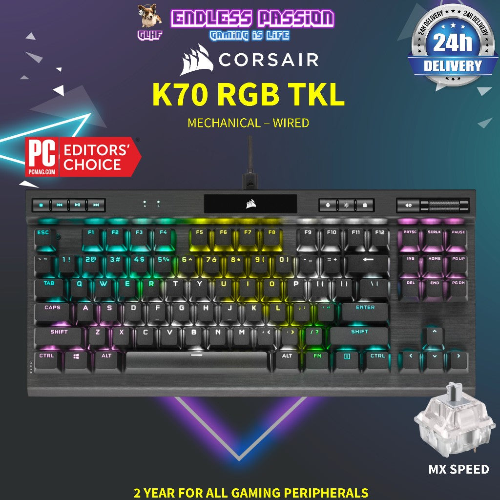 Corsair K70 RGB TKL CHAMPION SERIES Wired Optical-Mechanical Gaming Keyboard