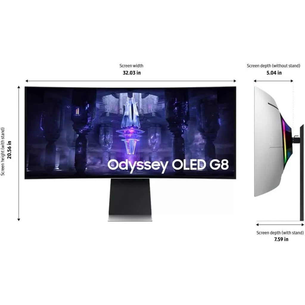 Samsung Odyssey G8 G85SB 34" WQHD Curved OLED Display Gaming Monitor - LS34BG850SEXXS