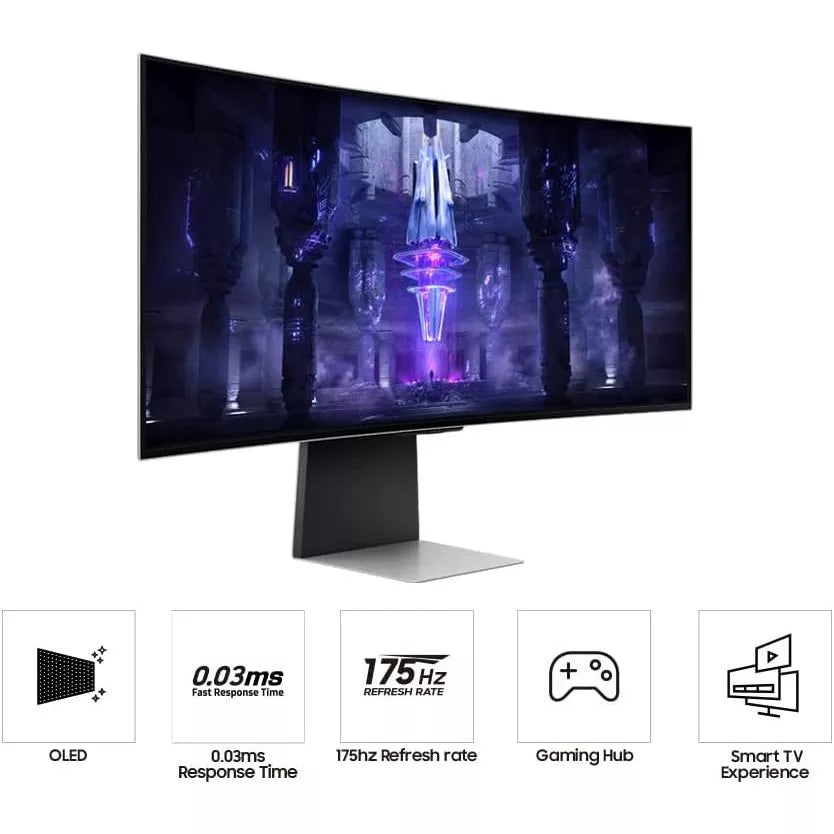 Samsung Odyssey G8 G85SB 34" WQHD Curved OLED Display Gaming Monitor - LS34BG850SEXXS