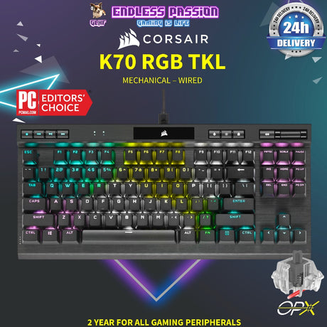 Corsair K70 RGB TKL CHAMPION SERIES Wired Optical-Mechanical Gaming Keyboard