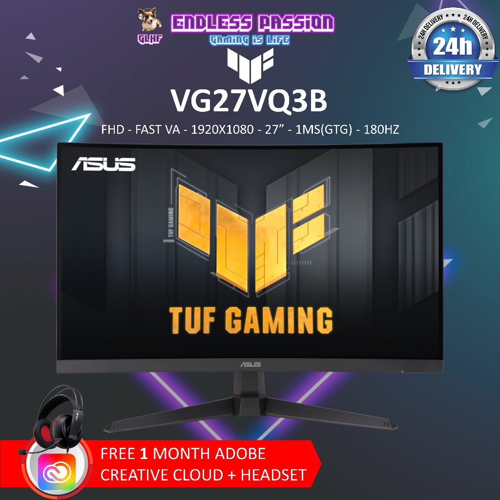 ASUS TUF Gaming VG27VQ3B 27 inch Full HD Curved 180Hz Gaming Monitor