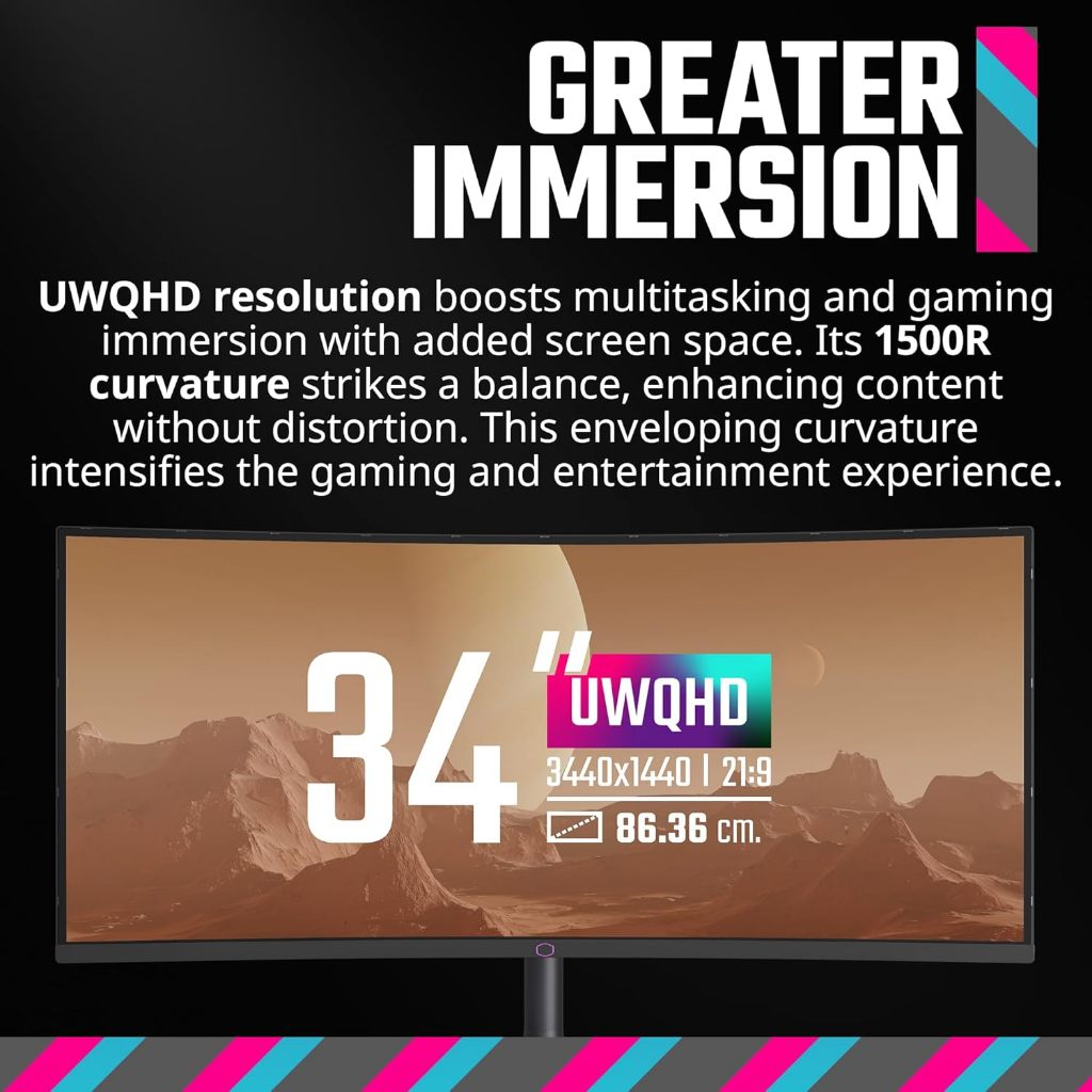 Cooler Master GM34-CWQ2 34” Curved 180Hz (OC) UWQHD Gaming Monitor