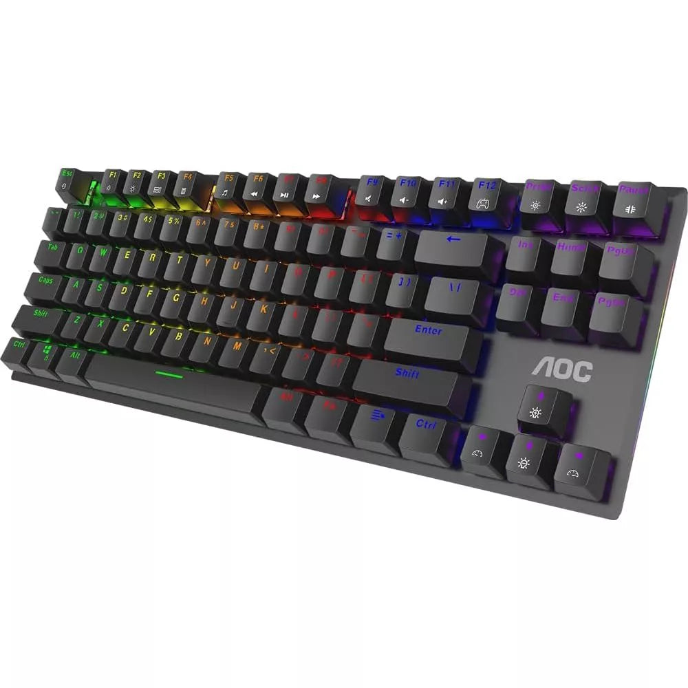 AOC GK450 TKL RGB Mechanical Wired Gaming Keyboard - Red Switch (Linear)