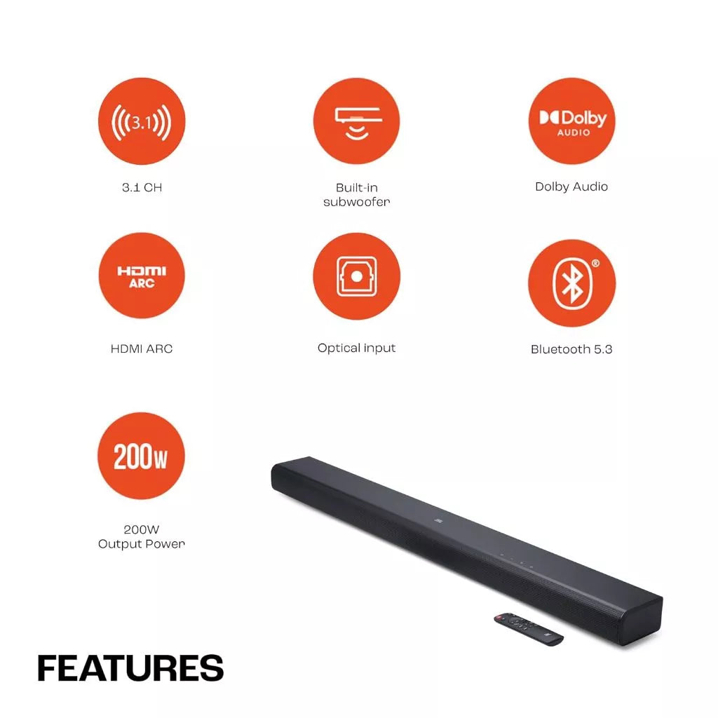 JBL Cinema SB510 3.1 Channel Soundbar with a Built-in Subwoofer