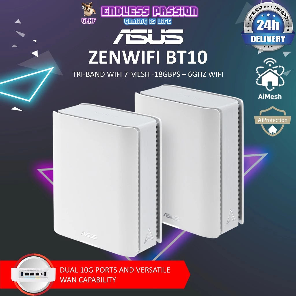 ASUS ZenWiFi BT10 (2 Pack) Tri-Band WiFi 7 Mesh Router